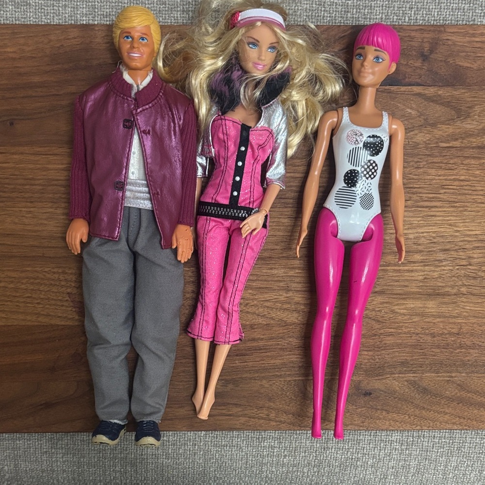 Barbie Doll Set with Pink and Purple Outfits- vintage